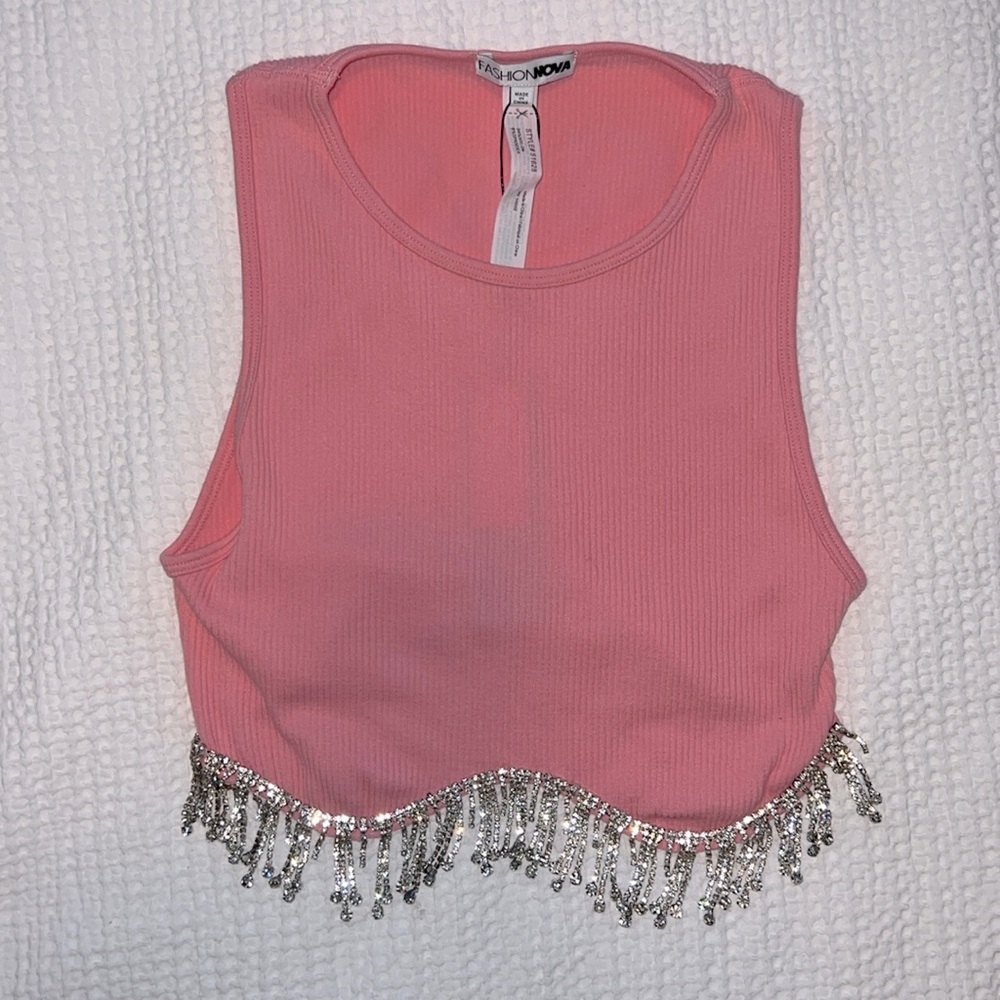 Fashion Nova Rina Rhinestone Crop Top
